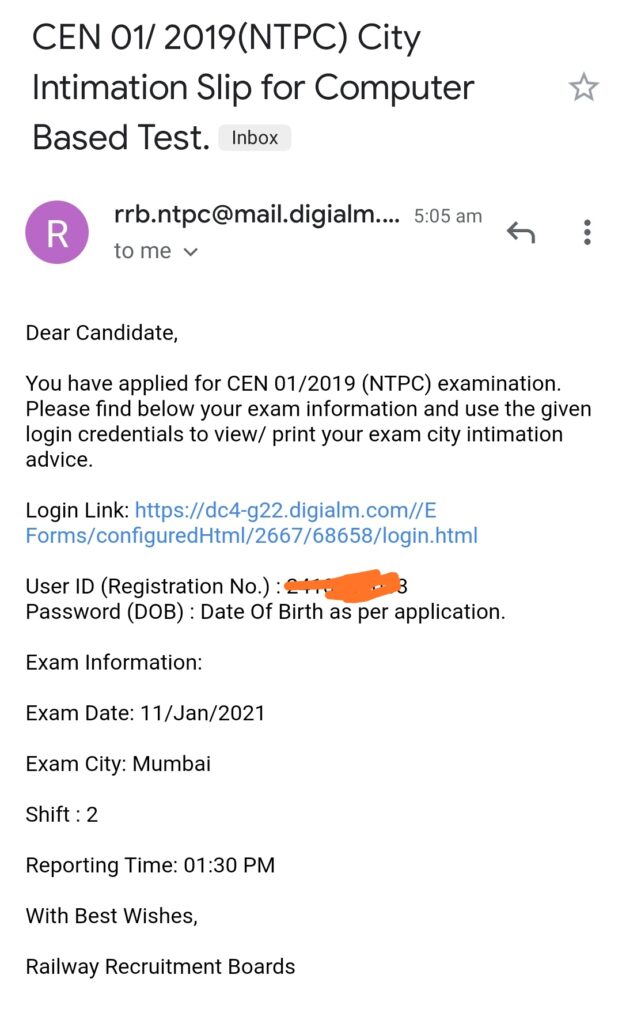 rrb ntpc exam email